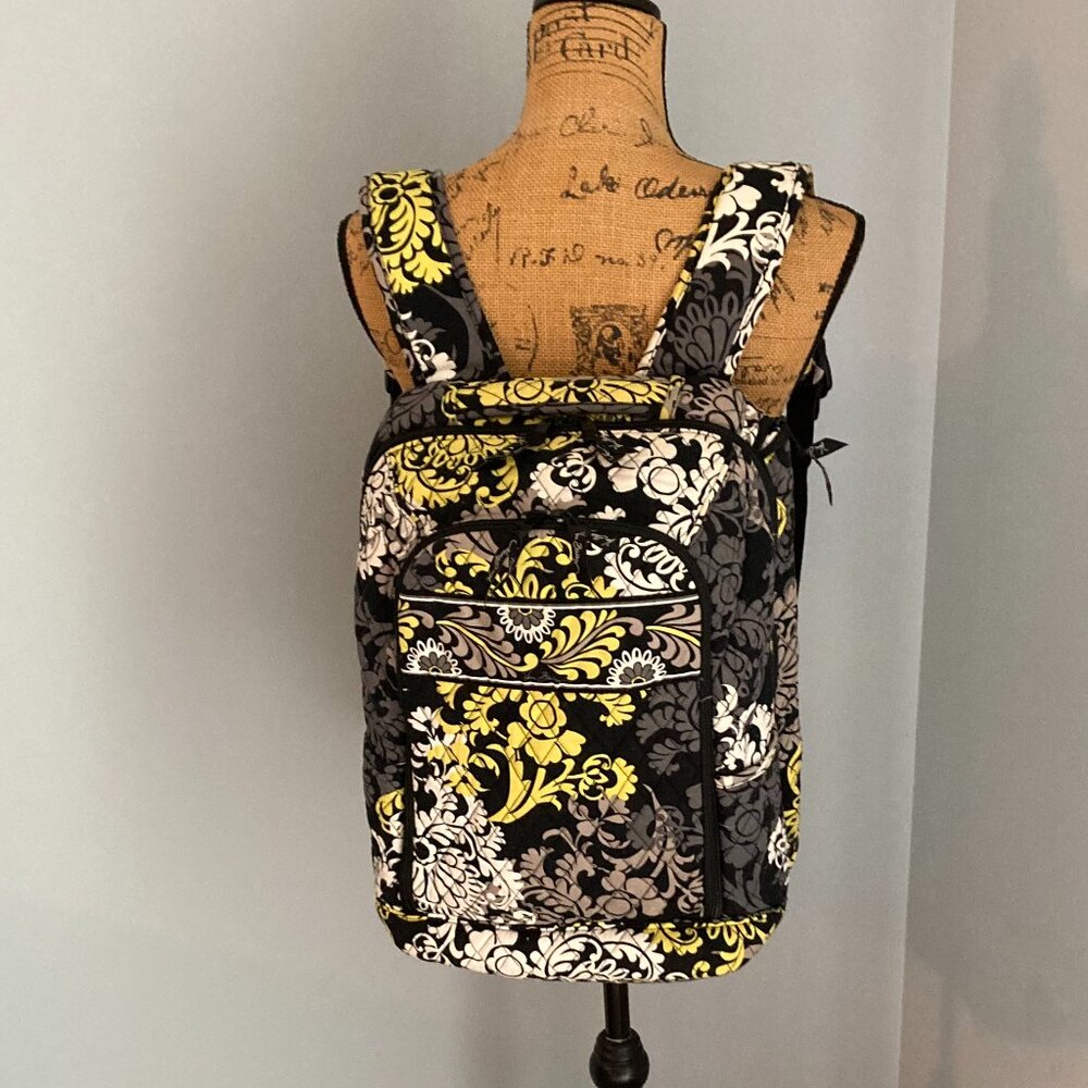 Vera Bradley Backpack with Padded Laptop Compartment Black White Baroque